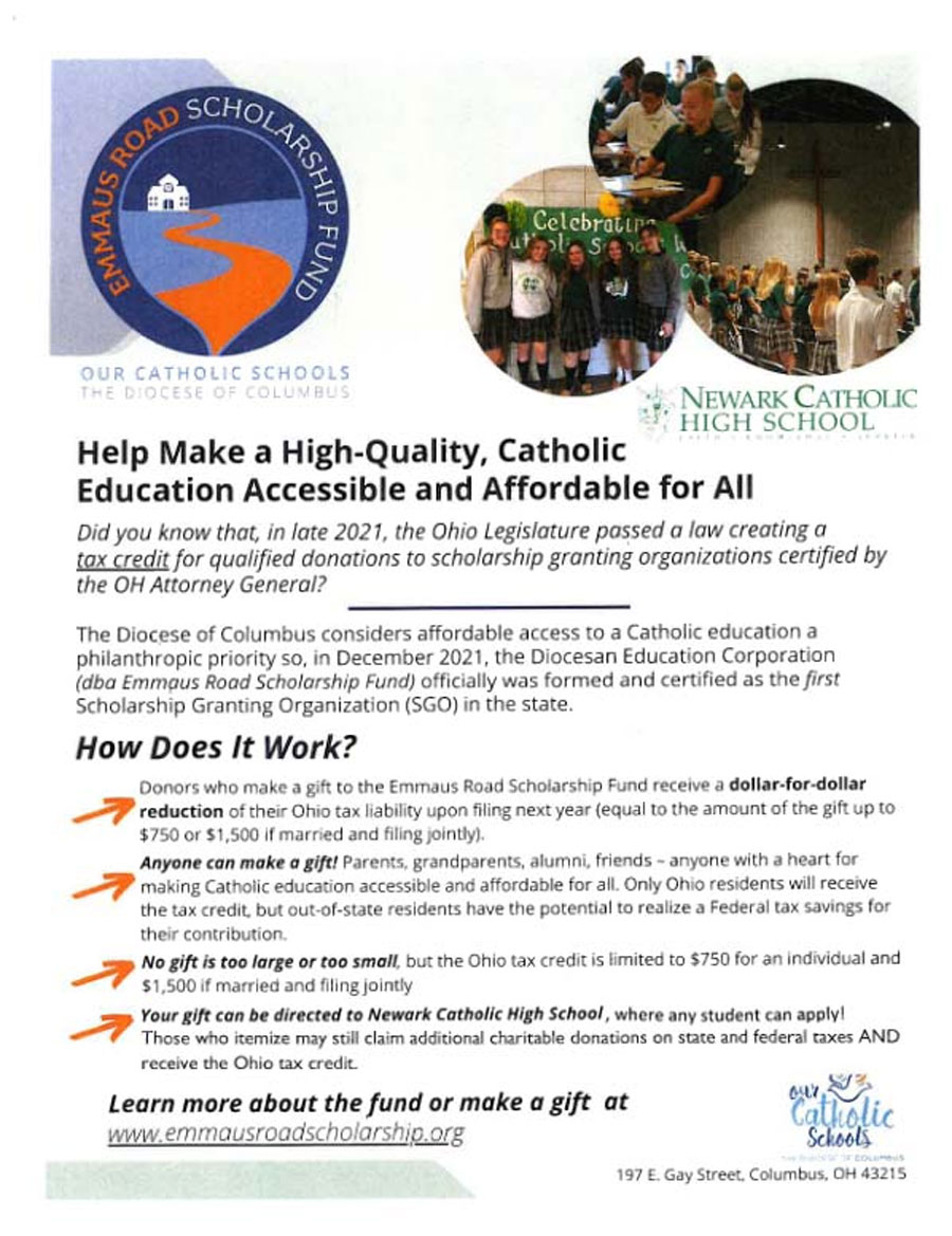 Newark Catholic High School Scholarship Information